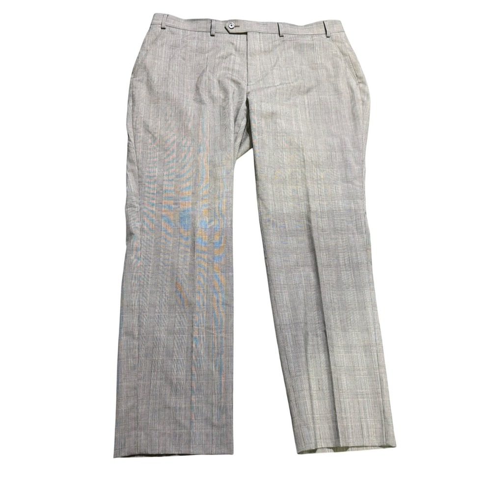 Lauren Ralph Lauren Dress Pants Mens 38x30 Grey Glen Plaid Wool Blend Stretch